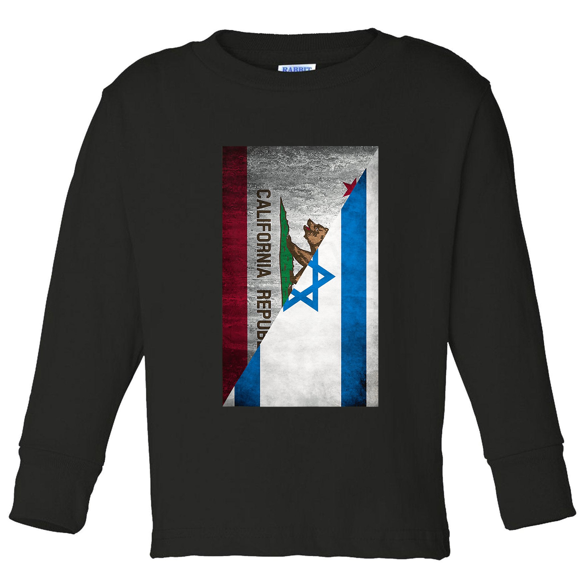California Stands With Israeli Flag California Flag Toddler Long Sleeve Shirt