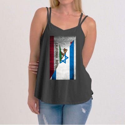 California Stands With Israeli Flag California Flag Women's Strappy Tank