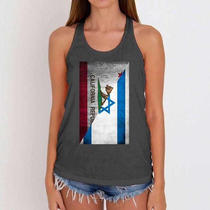 California Stands With Israeli Flag California Flag Women's Knotted Racerback Tank