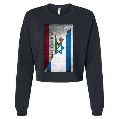 California Stands With Israeli Flag California Flag Cropped Pullover Crew