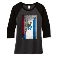 California Stands With Israeli Flag California Flag Women's Tri-Blend 3/4-Sleeve Raglan Shirt