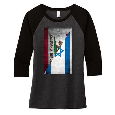 California Stands With Israeli Flag California Flag Women's Tri-Blend 3/4-Sleeve Raglan Shirt