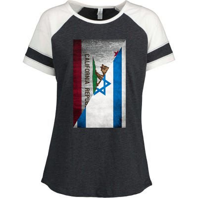 California Stands With Israeli Flag California Flag Enza Ladies Jersey Colorblock Tee