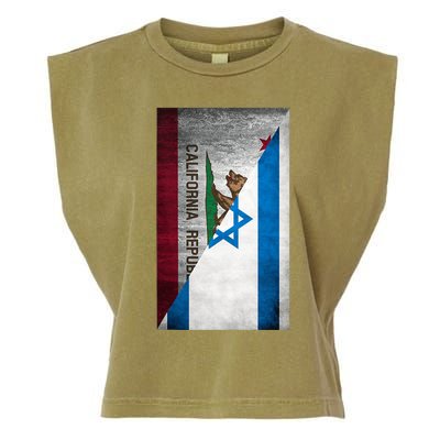 California Stands With Israeli Flag California Flag Garment-Dyed Women's Muscle Tee