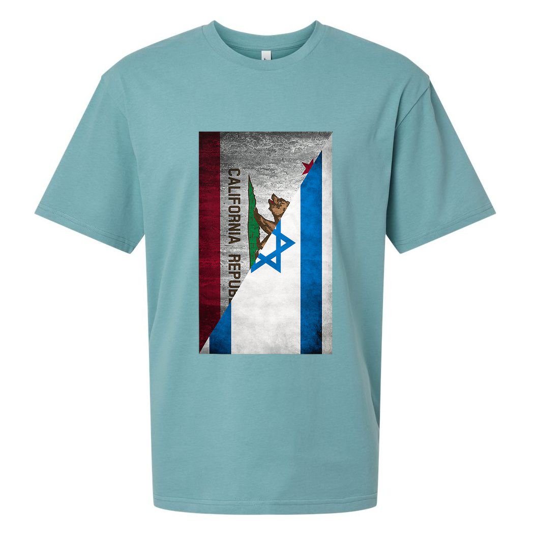 California Stands With Israeli Flag California Flag Sueded Cloud Jersey T-Shirt