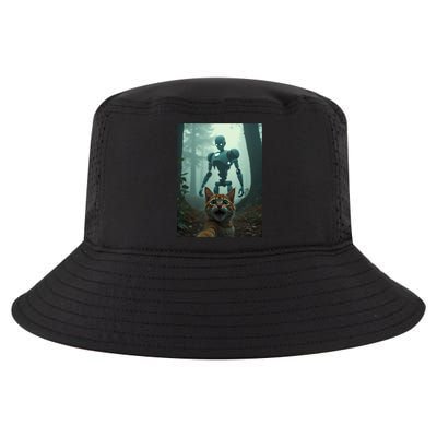Cat Selfie With Robot Alien Cool Comfort Performance Bucket Hat