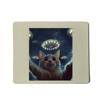 Cat Selfie With Ufos Aliens Kitten Funny Mousepad