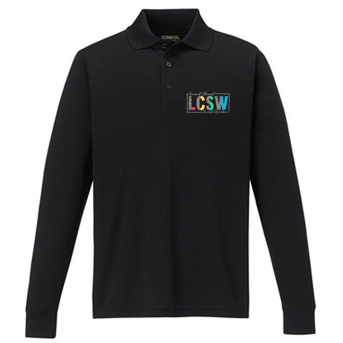 Clinical Social Worker Leopard Lcsw Performance Long Sleeve Polo