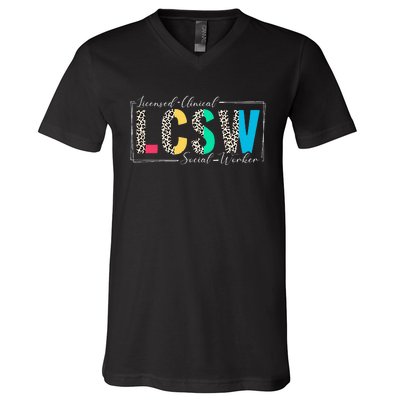 Clinical Social Worker Leopard Lcsw V-Neck T-Shirt