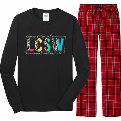 Clinical Social Worker Leopard Lcsw Long Sleeve Pajama Set