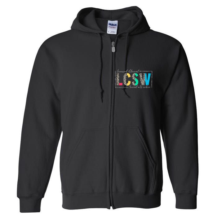 Clinical Social Worker Leopard Lcsw Full Zip Hoodie