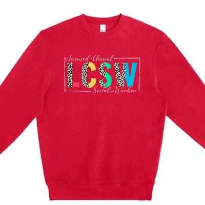 Clinical Social Worker Leopard Lcsw Premium Crewneck Sweatshirt