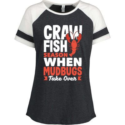 Crawfish Season When Mudbugs Take Over Gift Enza Ladies Jersey Colorblock Tee