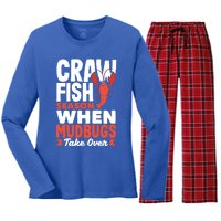 Crawfish Season When Mudbugs Take Over Gift Women's Long Sleeve Flannel Pajama Set 