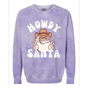 Cow Santa Western Christmas Howdy Santa Groovy Xmas Gift Colorblast Crewneck Sweatshirt