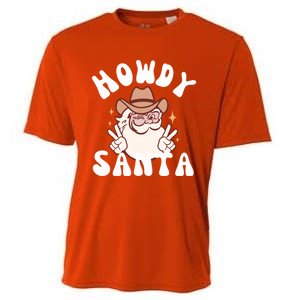 Cow Santa Western Christmas Howdy Santa Groovy Xmas Gift Cooling Performance Crew T-Shirt