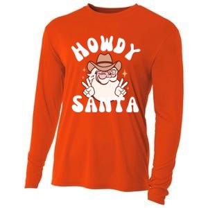 Cow Santa Western Christmas Howdy Santa Groovy Xmas Gift Cooling Performance Long Sleeve Crew