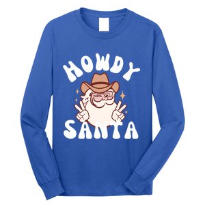 Cow Santa Western Christmas Howdy Santa Groovy Xmas Gift Long Sleeve Shirt