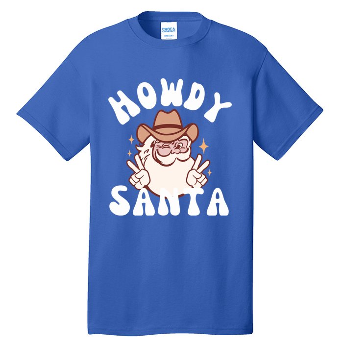 Cow Santa Western Christmas Howdy Santa Groovy Xmas Gift Tall T-Shirt