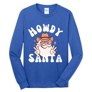 Cow Santa Western Christmas Howdy Santa Groovy Xmas Gift Tall Long Sleeve T-Shirt