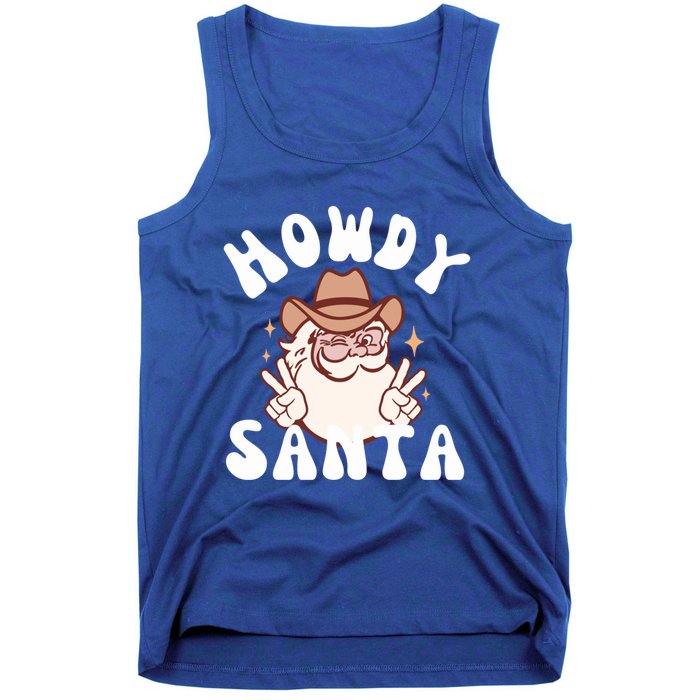 Cow Santa Western Christmas Howdy Santa Groovy Xmas Gift Tank Top