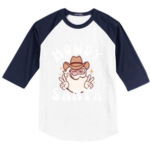 Cow Santa Western Christmas Howdy Santa Groovy Xmas Gift Baseball Sleeve Shirt