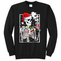 Christmas Skeleton With Smiling Skull Drinking Coffee Latte Sweatshirt