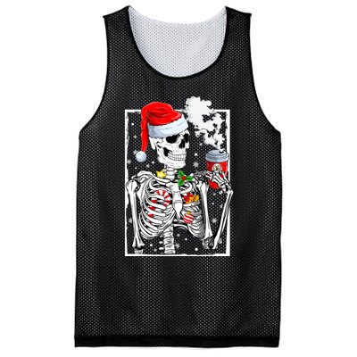 Christmas Skeleton With Smiling Skull Drinking Coffee Latte Mesh Reversible Basketball Jersey Tank