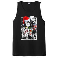 Christmas Skeleton With Smiling Skull Drinking Coffee Latte PosiCharge Competitor Tank