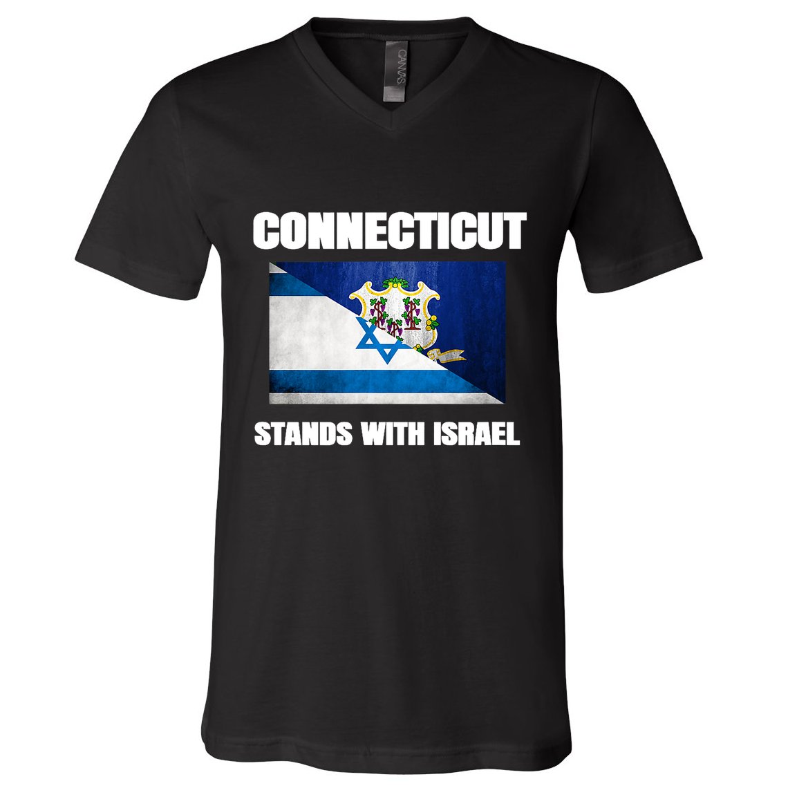 Connecticut Stands With Israel Connecticut Israel Flag V-Neck T-Shirt