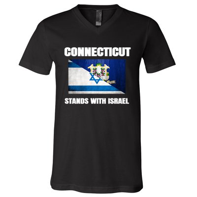 Connecticut Stands With Israel Connecticut Israel Flag V-Neck T-Shirt