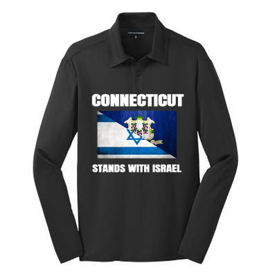 Connecticut Stands With Israel Connecticut Israel Flag Silk Touch Performance Long Sleeve Polo