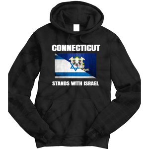 Connecticut Stands With Israel Connecticut Israel Flag Tie Dye Hoodie