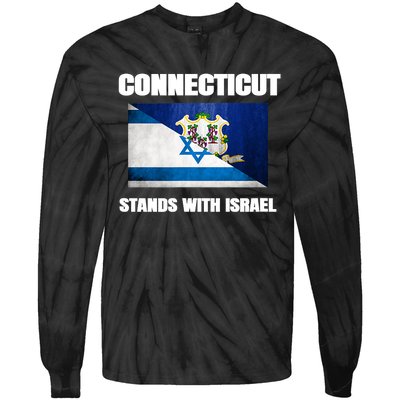 Connecticut Stands With Israel Connecticut Israel Flag Tie-Dye Long Sleeve Shirt