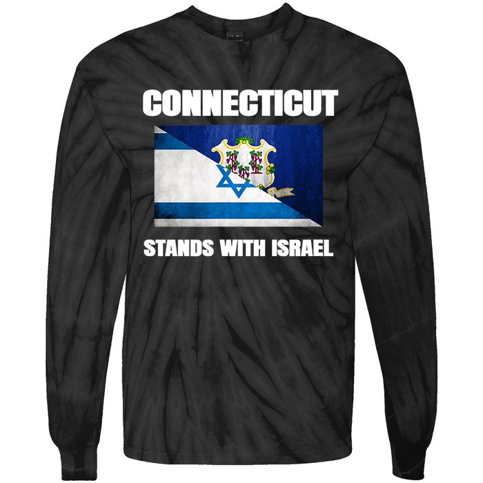 Connecticut Stands With Israel Connecticut Israel Flag Tie-Dye Long Sleeve Shirt