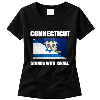 Connecticut Stands With Israel Connecticut Israel Flag Womens T-Shirt