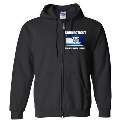 Connecticut Stands With Israel Connecticut Israel Flag Full Zip Hoodie