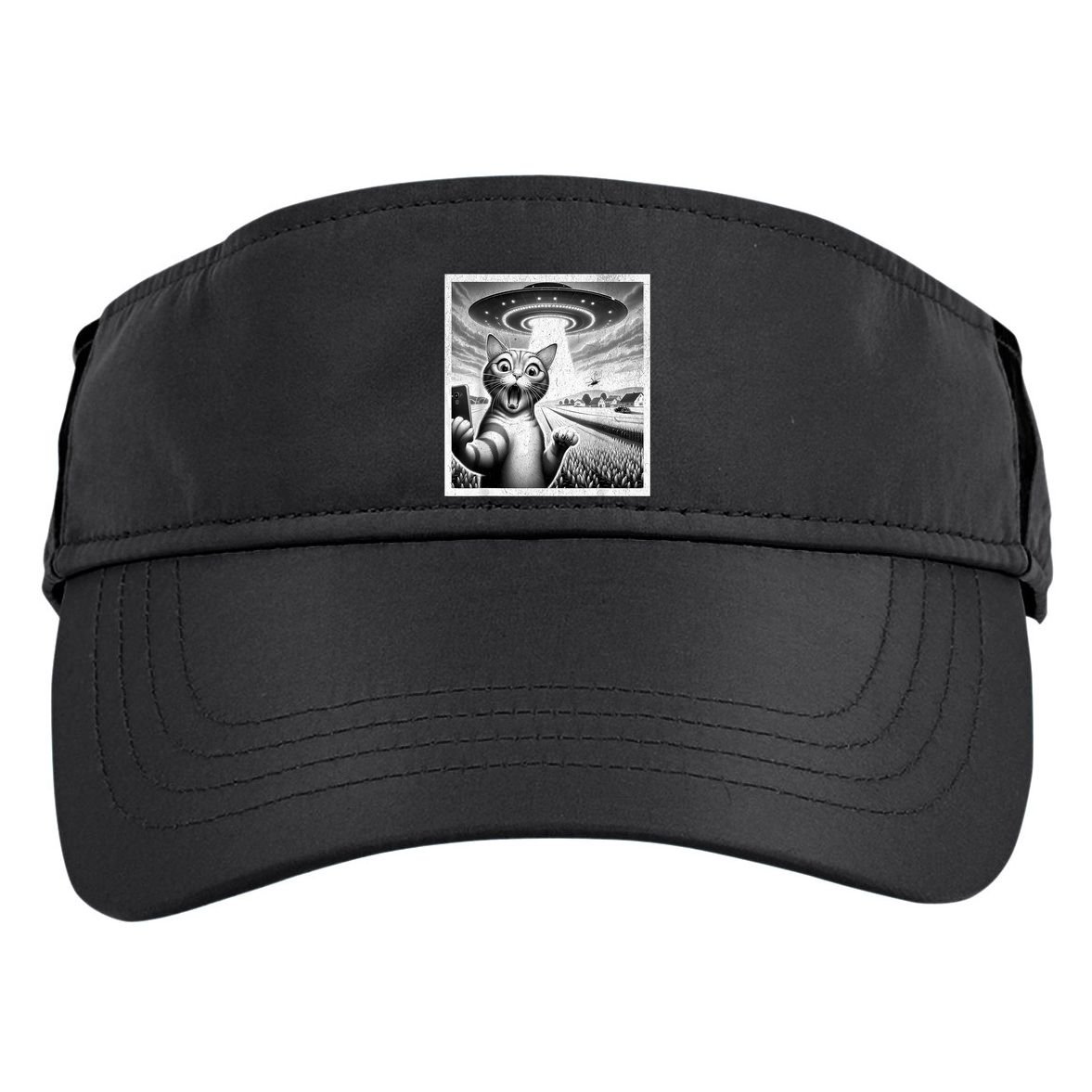Cat Selfie With Alien Ufo Funny Cat For Women Adult Drive Performance Visor