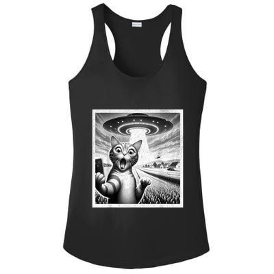 Cat Selfie With Alien Ufo Funny Cat For Women Ladies PosiCharge Competitor Racerback Tank