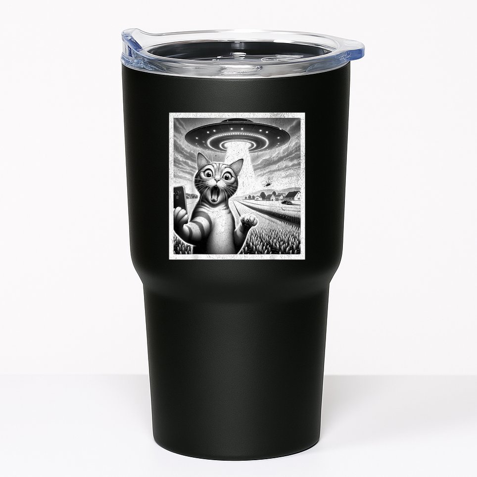 Cat Selfie With Alien Ufo Funny Cat For Women Tumbler