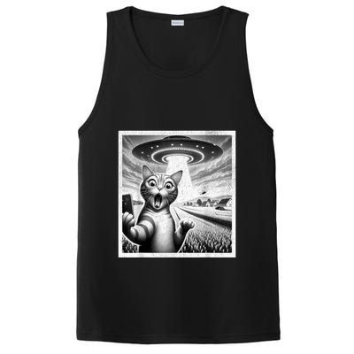 Cat Selfie With Alien Ufo Funny Cat For Women PosiCharge Competitor Tank