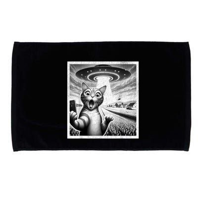 Cat Selfie With Alien Ufo Funny Cat For Women Microfiber Hand Towel