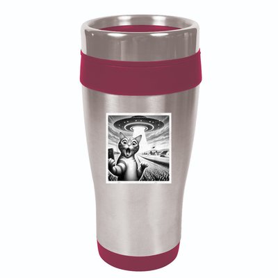 Cat Selfie With Alien Ufo Funny Cat For Women 16oz Travel Tumbler