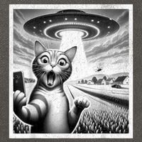 Cat Selfie With Alien Ufo Funny Cat For Women Cotton Canvas Backpack