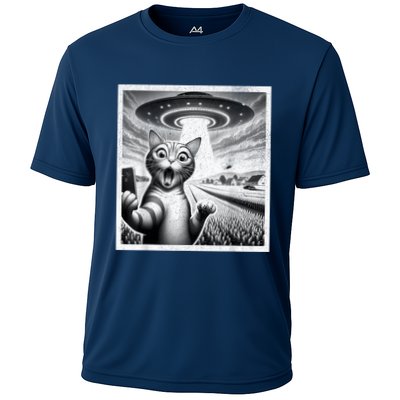Cat Selfie With Alien Ufo Funny Cat For Women Performance Shirt