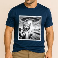Cat Selfie With Alien Ufo Funny Cat For Women Cooling Performance Crew T-Shirt