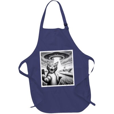Cat Selfie With Alien Ufo Funny Cat For Women Apron