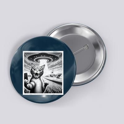 Cat Selfie With Alien Ufo Funny Cat For Women Button