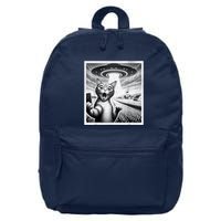 Cat Selfie With Alien Ufo Funny Cat For Women 16 in Basic Backpack