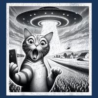 Cat Selfie With Alien Ufo Funny Cat For Women 16 in Basic Backpack